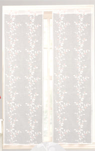 Coppia tende per finestra voile bianco 60x150cm. ricamo floreale