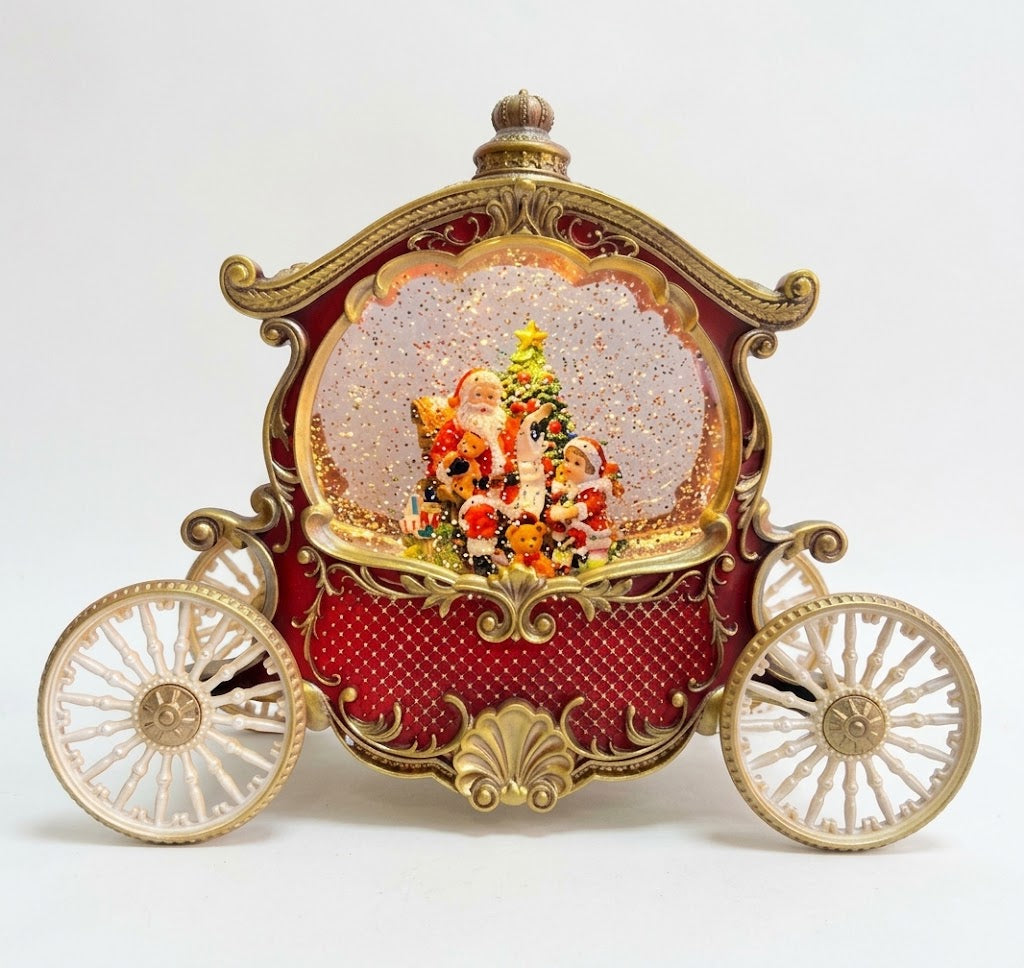 Carrozza in Resina Rossa con Luci e Musica 26 h cm - L'Arte di Nacchi