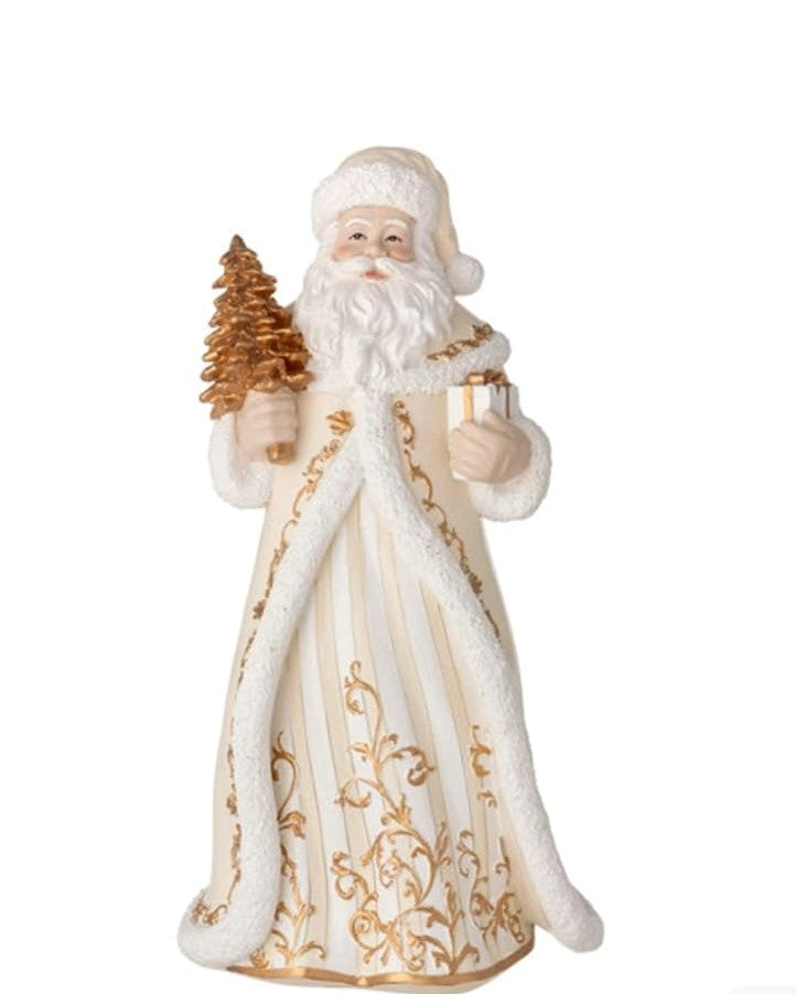 Babbo Natale in resina bianca e oro L'Arte di Nacchi