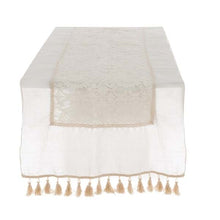 Carica l'immagine nel visualizzatore di Gallery, Runner Centrotavola in Misto Lino e Pizzo con Frange Blanc Mariclo' Collezione Dentelle