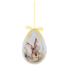 Carica l&#39;immagine nel visualizzatore di Gallery, Decorazione da appendere uovo di Pasqua serie Aminta altezza cm.14 coniglio giallo
