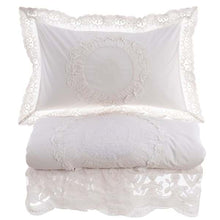 Carica l'immagine nel visualizzatore di Gallery, Copriletto copripiumino matrimoniale ricamato con 2 copriguanciali Blanc Mariclo Dentelle Collection