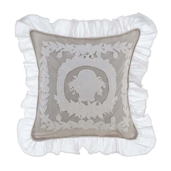 Cuscino ricamato 50x50cm. misto lino Blanc Mariclo'