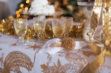 Carica l'immagine nel visualizzatore di Gallery, Tovaglia natalizia cotone Blanc Mariclo La Fable Doree 160×320 cm