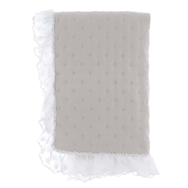 Trapuntino matrimoniale Blanc Mariclo' serie Tutu con volant pizzo sangallo colore beige
