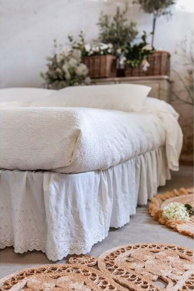 VESTILETTO MATRIMONIALE CON GALE BLANC MARICLO' SHABBY BIANCO