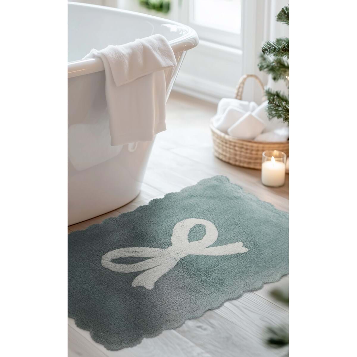 Tappeto Bagno in Cotone con Fiocco 50x80 Blanc Mariclò