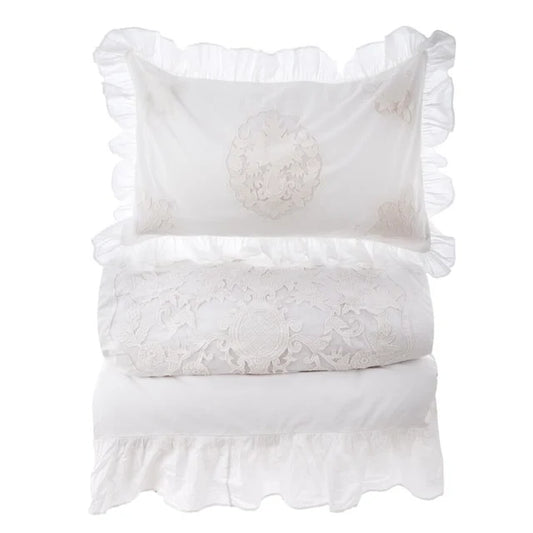 Blanc Mariclo Parure Copripiumino Bianco Ricamato 240×260cm.