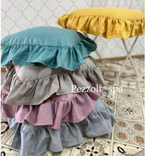 Carica l'immagine nel visualizzatore di Gallery, GRUPPO 4 CUSCINI SEDIA COTONE CON VOLANT 40x40cm.CON INTERNO MADE IN ITALY