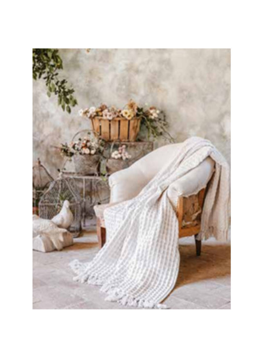 Copritutto con frange cotone Blanc Mariclo' 130x170cm.