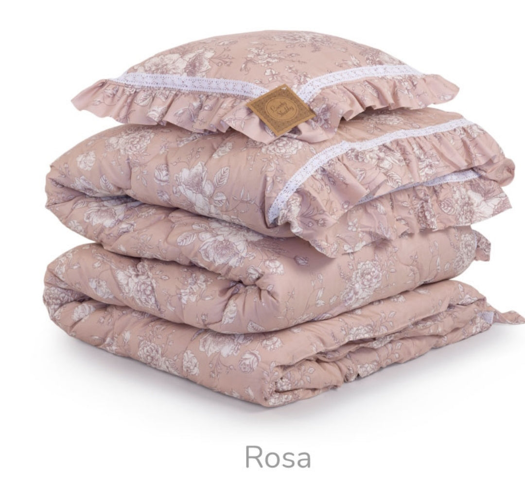 Trapunta matrimoniale invernale +2 copriguanciali Lovely Shabby rosa