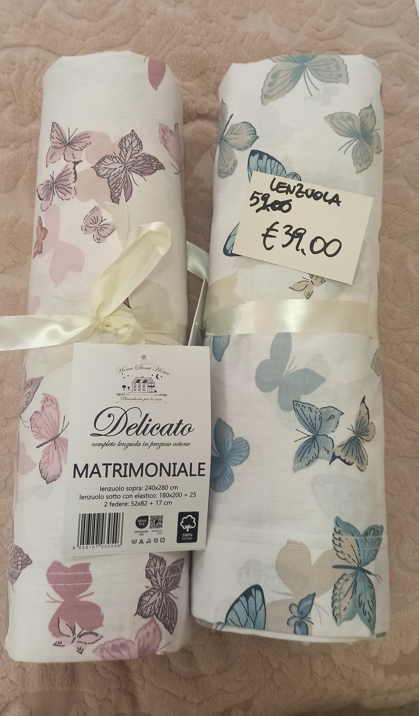 Completo lenzuola matrimoniale in cotone