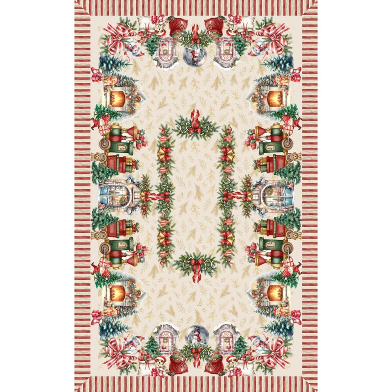 Tovaglia natalizia in cotone 150x250cm Made in Italy