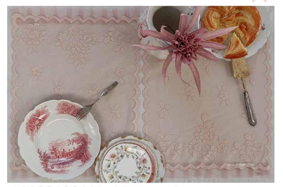 SET 2 TOVAGLIETTE SHABBY CHIC PIZZO 40X50 L'ATELIER17 SERIE ANDROMEDA 3 colori