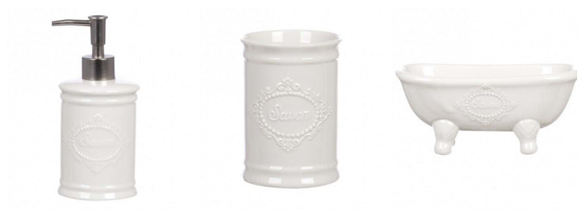 accessori bagno shabby in ceramica bianca Blanc Mariclo' – La soffitta  incantata