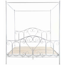 Carica l'immagine nel visualizzatore di Gallery, LETTO MATRIMONIALE CON BALDACCHINO FERRO BATTUTO BIANCO BLANC MARICLO'