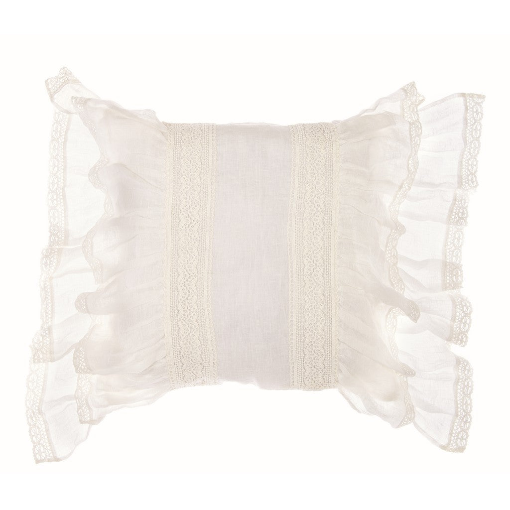 CUSCINO ARREDO VOLANT E PIZZO BLANC MARICLO' PURO LINO 45X45cm. – MIRIAM  HOME: Shabby Chic & Country Style