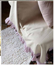 Carica l'immagine nel visualizzatore di Gallery, Copriletto copritutto L'Essentiel L'Atelier17 colore beige con gala rosa puro cotone