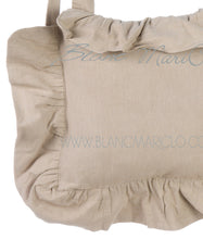 Carica l'immagine nel visualizzatore di Gallery, Copricuscino sedia con volant cotone beige 40x40cm+10 BLANC MARICLO'.