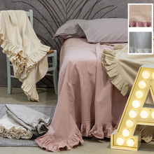 Carica l'immagine nel visualizzatore di Gallery, Copriletto copritutto L'Essentiel L'Atelier17 colore beige con gala rosa puro cotone