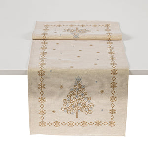 Runner natalizio GOLDEN TREE, Gobelin Jacquard, Lurex Gold