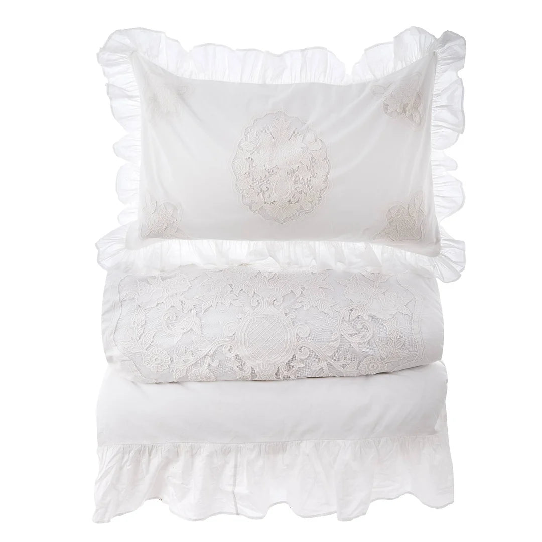 Blanc Mariclo Parure Copripiumino Bianco Ricamato 240×260cm.