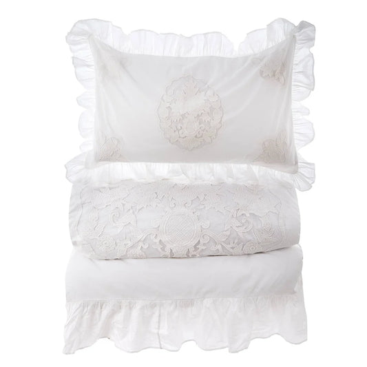 Blanc Mariclo Parure Copripiumino Bianco Ricamato 240×260cm.