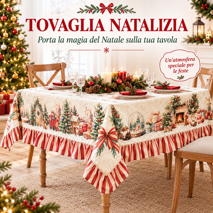 Tovaglia natalizia cotone 160x200cm Lovely shabby