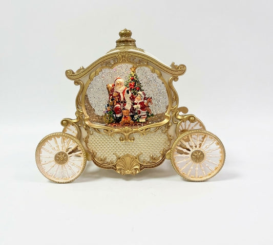 Carrozza in Resina Bianca con Luci e Musica 26 h cm - L'Arte di Nacchi