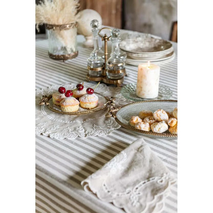 Blanc Mariclò Tovaglia rettangolare misto cotone beige con gala 160x290 cm
