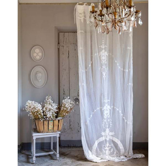 Tenda ricamata Blanc Mariclo Arpeggio Collection 140×290 cm avorio