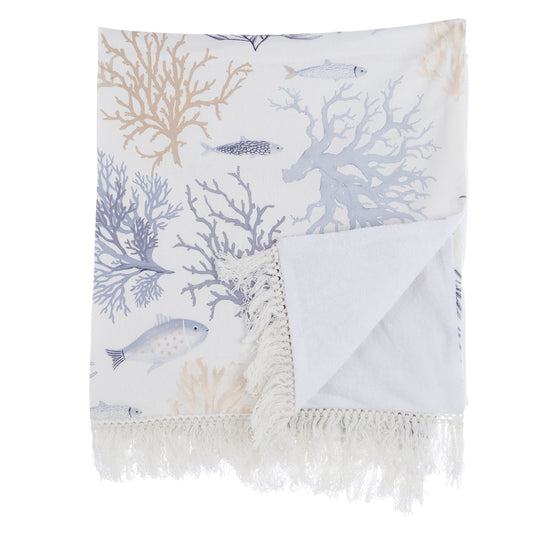 Copritutto con frange in cotone Blanc Mariclo' 165x260cm.