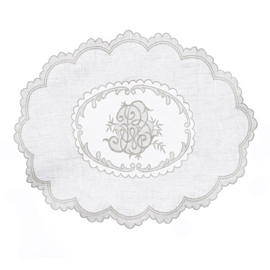 Tovaglietta ovale bianco in cotone Blanc Mariclo'