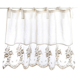 Mantovana ricamata misto lino Blanc Mariclo Dentelle Collection 140×85 cm