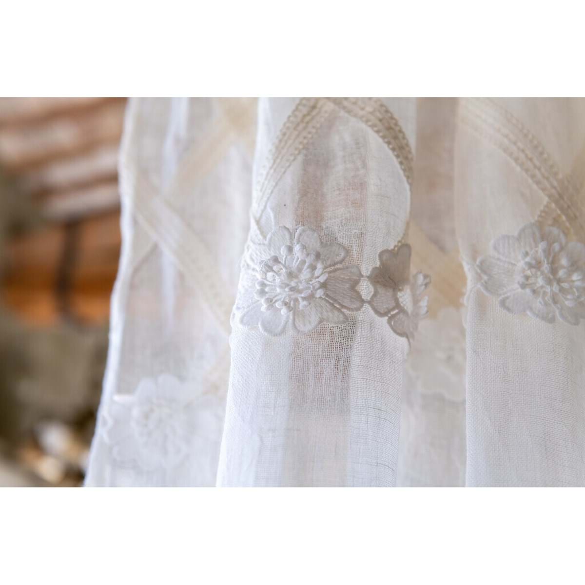 Tenda tendone Blanc Mariclo' lino e cotone Dentelle 140×290cm.