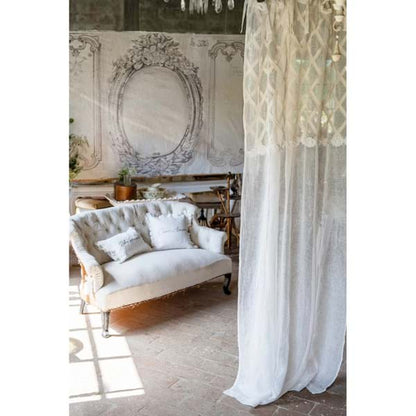 Tenda tendone Blanc Mariclo' lino e cotone Dentelle 140×290cm.