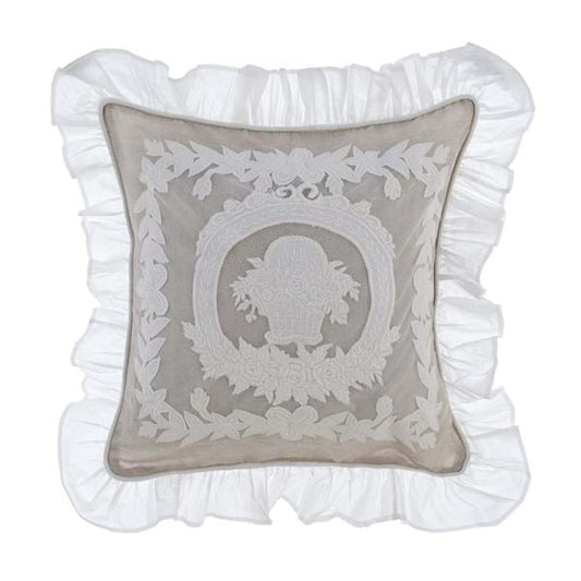 Cuscino ricamato 50x50cm. misto lino Blanc Mariclo'