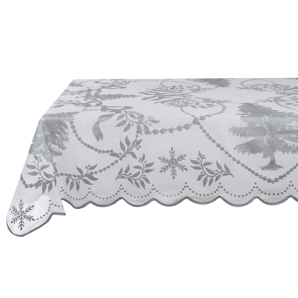 Tovaglia cotone bianco e argento Blanc Mariclo' 160x340cm