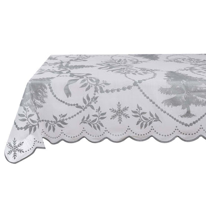 Tovaglia cotone bianco e argento Blanc Mariclo' 160x340cm