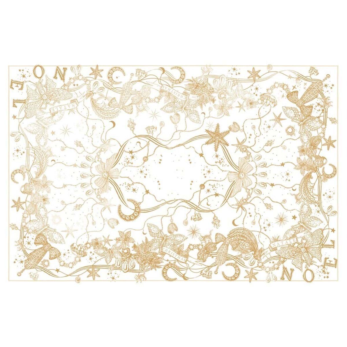 Tovaglia natalizia cotone Blanc Mariclo La Fable Doree 160×320 cm