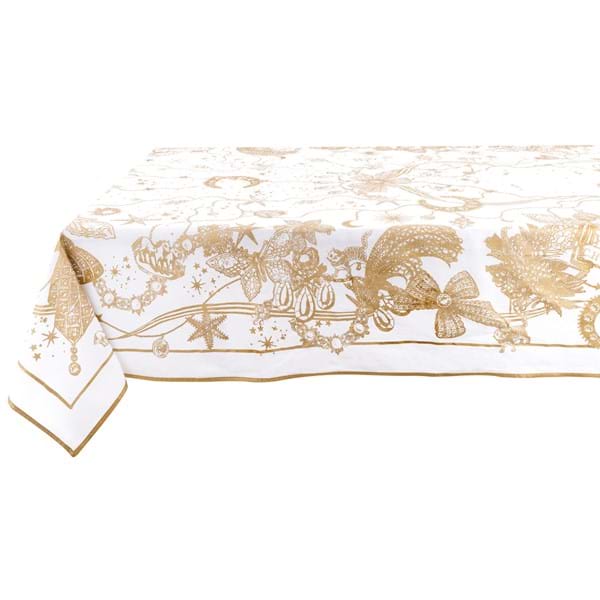 Tovaglia natalizia cotone Blanc Mariclo La Fable Doree 160×320 cm
