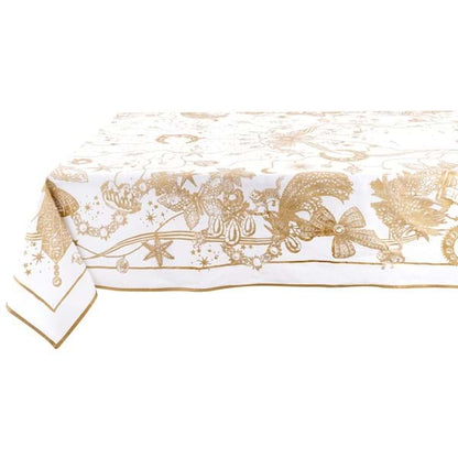 Tovaglia natalizia cotone Blanc Mariclo La Fable Doree 160×320 cm