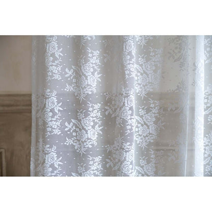 Coppia tenda shabby chic pizzo motivo floreale, serie Dentelle di Blanc Mariclo. Misura 150 x 290 cm.