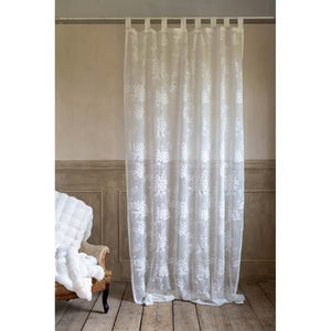 Tenda shabby chic pizzo motivo floreale, serie Dentelle di Blanc Mariclo. Misura 150 x 290 cm.