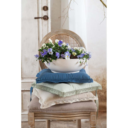 Cuscino sedia con volant in pizzo beige Blanc Mariclo'
