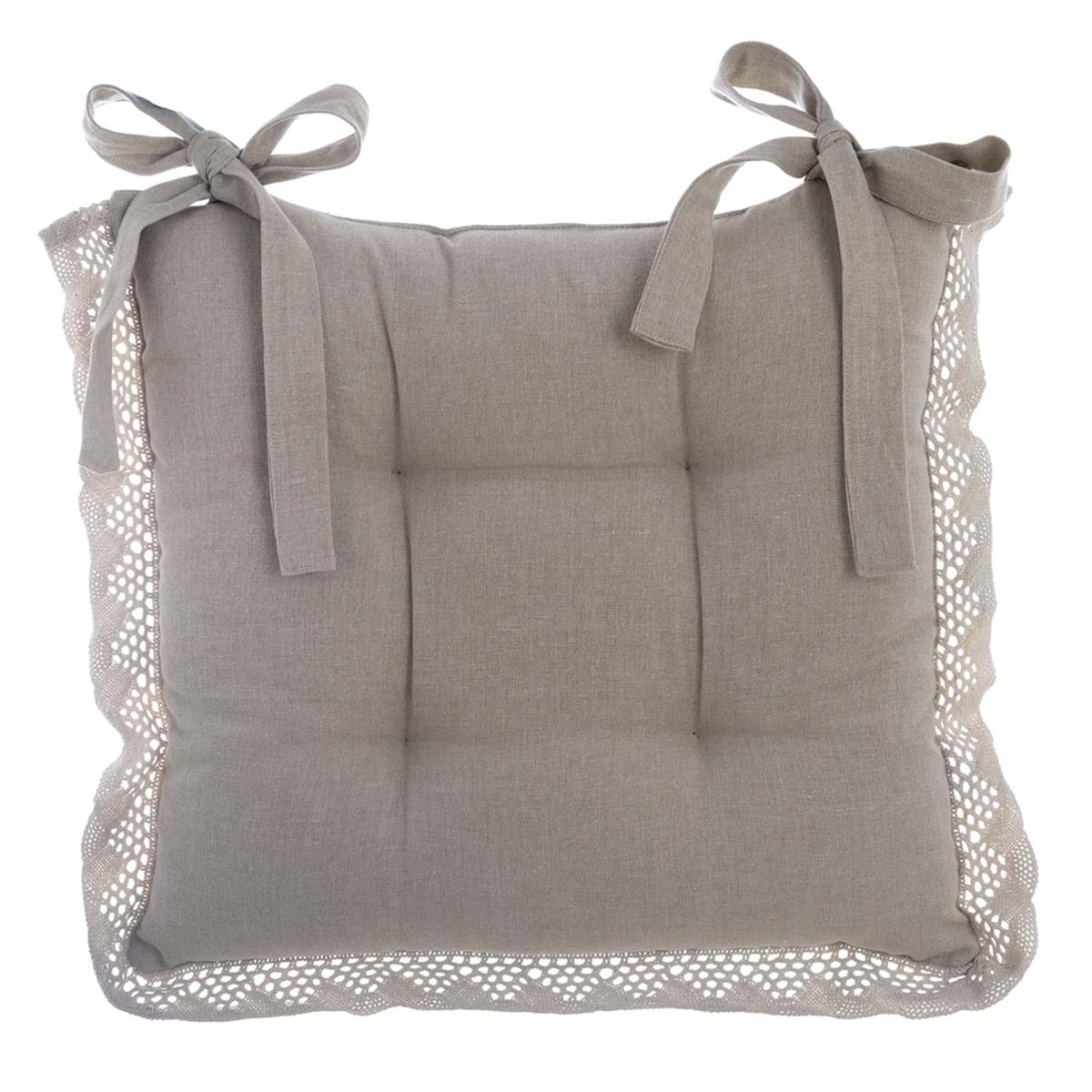 Cuscino sedia con volant in pizzo beige Blanc Mariclo'