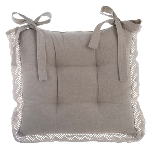 Cuscino sedia con volant in pizzo beige Blanc Mariclo'