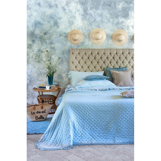 Trapuntina piazza e mezzo Blanc Mariclo' serie Petali Uniti azzurro