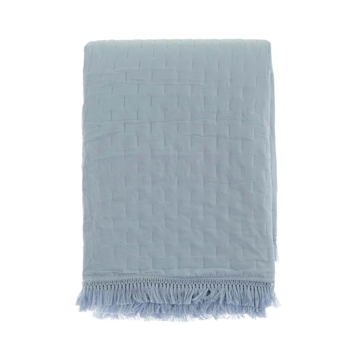 Trapuntina piazza e mezzo Blanc Mariclo' serie Petali Uniti azzurro
