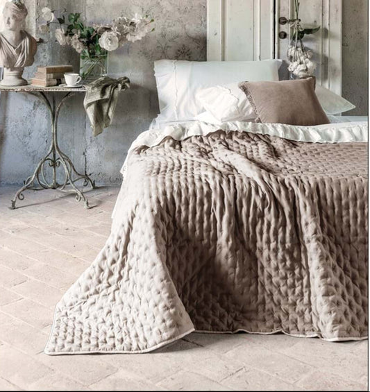 Blanc Mariclo trapuntino matrimoniale serie Bicolore reversibile tortora / beige 120 gsm